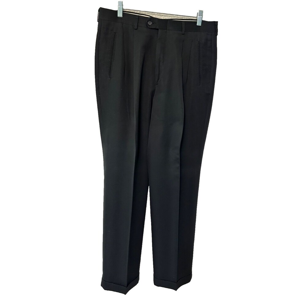 Haggar Black Label Dress Pants Men's 34X32 Black Classic
